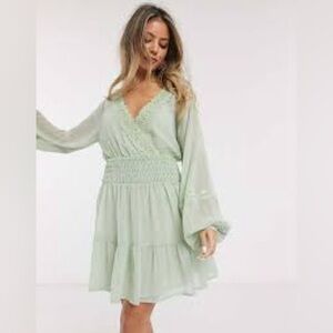 ASOS Mint Green Lace Insert Skater Dress - Size 26
